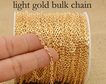 30 Feet x Bulk Chain for Jewelry Making, Silver/Gold/Bronze/Copper Necklace Chain by the Yard Foot, Cable Link Rolo Chain by the Inch Meter