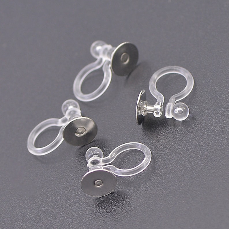 Clip on Earring Converters, Converts Earring Post to Non Pierced Clip-Ons, Clear Invisible Earring Clip, Jewelry Supplies image 5