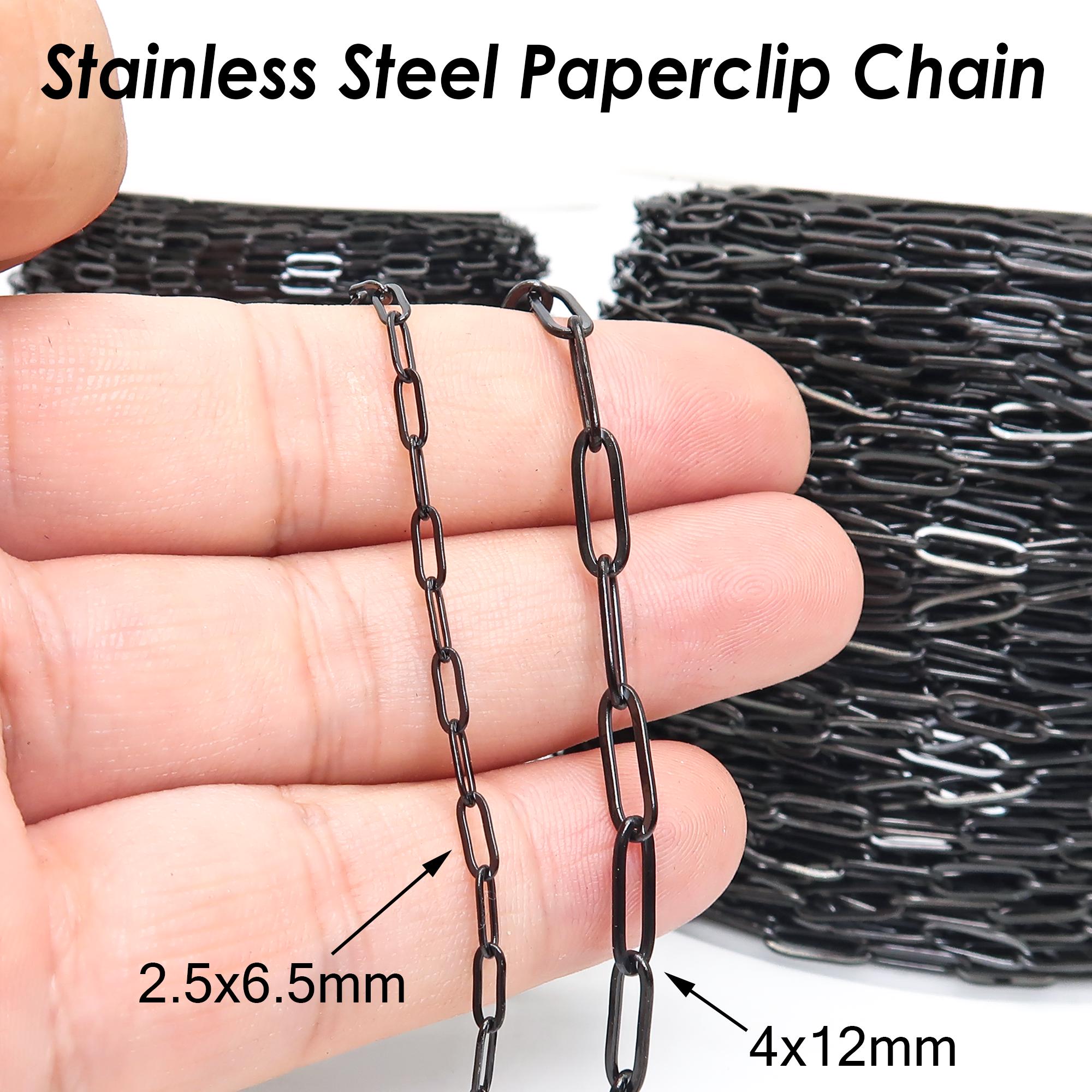 Stainless Steel Paper Clip Chain Gold Black Silver Paperclip Chain for ...