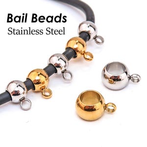 20 stuks roestvrijstalen borgkralen met groot gat, ronde afstandskralen met lus