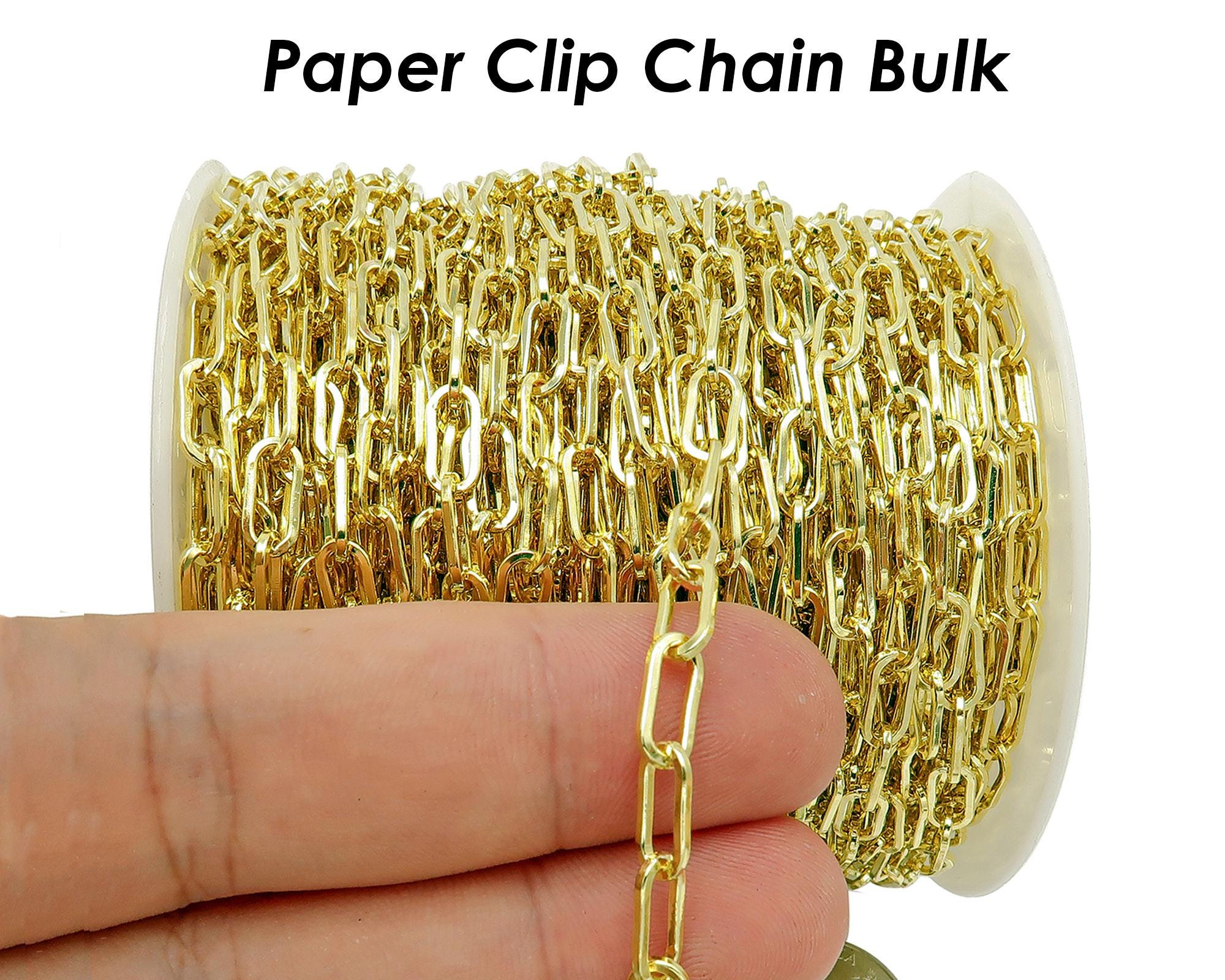 10 Feet - Paper Clip Chain Bulk by Foot, Rectangle Link Chain - Gold ...