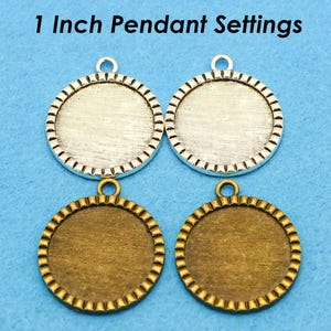 1 Inch Pendant Blanks, 1 Inch Round Bezel Pendant Base Cabochon Setting, 25mm Round Pendant Tray, Fancy Pendant Setting Cameo Setting