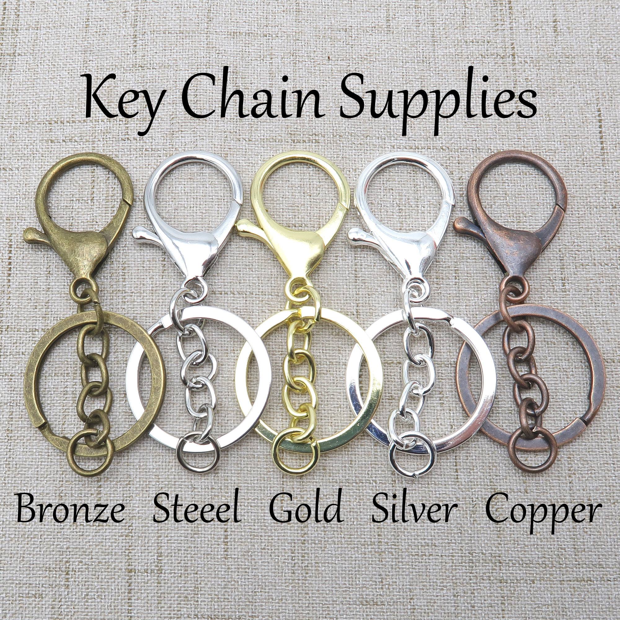 Key Chain Keyring, Big Lobster Clasp Hook + Chain + Key Ring
