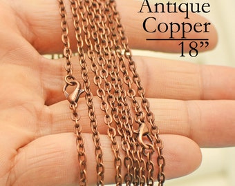 Solid Copper Chain, Antiqued Copper Necklace
