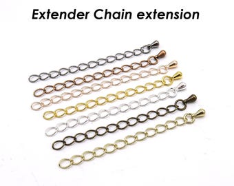 50 rallonges de chaîne pour la fabrication de bijoux, rallonge de chaîne pour collier-bracelet, rallonge de chaîne en cuivre bronze argenté, rallonge de chaîne de 2 pouces
