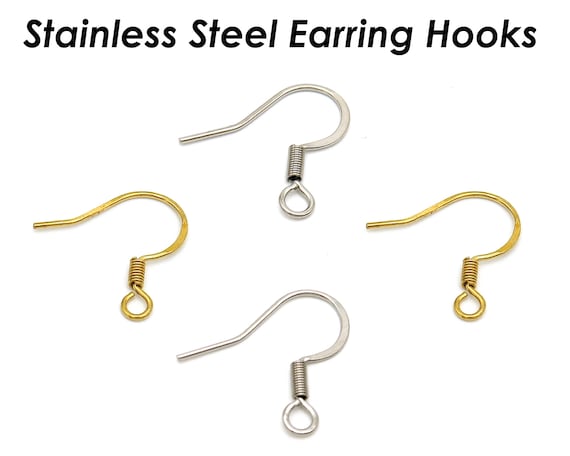 100 X Stainless Steel Earring Hooks Gold & Silver Tone