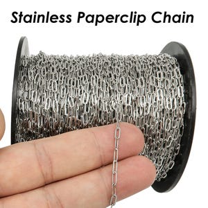 ペーパークリップチェーン 大量卸売 ペーパークリップチェーン ゴールド シルバー ネックレス ブレスレット用、ジュエリー作り用ステンレススチールチェーン