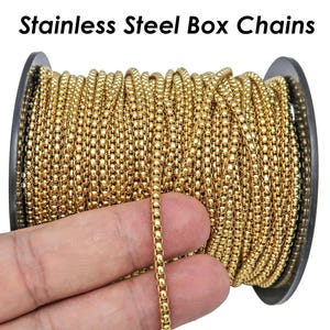 10 Fuß Runde Box Kette Großverkauf, Anlauffreie Edelstahl Box Kette Gold Schwarz Silber für Männer Frauen Halskette Schmuck machen