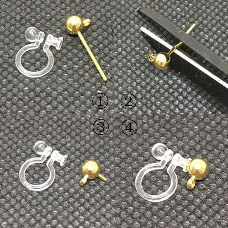 Clip on Earring Converters, Converts Earring Post to Non Pierced Clip-Ons, Clear Invisible Earring Clip, Jewelry Supplies image 3