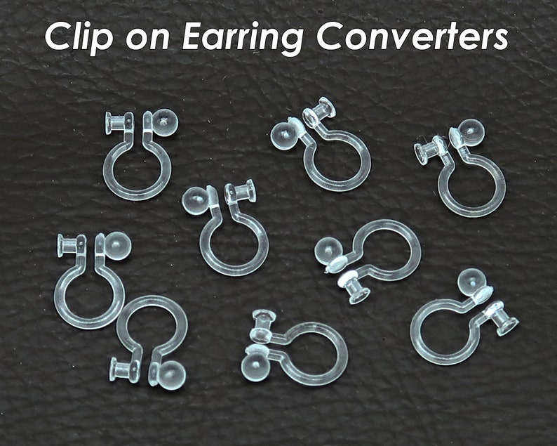 Clip on Earring Converters, Converts Earring Post to Non Pierced Clip-Ons, Clear Invisible Earring Clip, Jewelry Supplies image 1