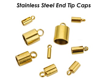 Stainless Steel Cord End Caps, Tarnish Free Silver Gold End Caps for Leather Tassel, Leather End Tip Caps, Wholesale Jewelry Findings