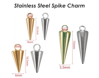 10 dijes de espiga dorados y plateados, dijes de acero inoxidable, dijes de cono con espiga, colgantes de espiga para la fabricación de joyas, suministros para joyería