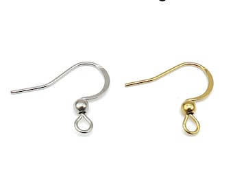 Ganchos para pendientes de acero inoxidable, oro y plata, componentes para pendientes de gancho, ganchos para pendientes al por mayor, ganchos para pendientes hipoalergénicos.