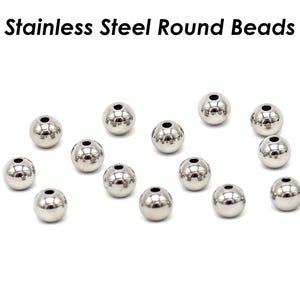 100 x Stainless Steel Round Spacer Beads 2mm 3mm 4mm 5mm 6mm 8mm 10mm, Silver Gold Solid Smooth Seamless Beads for Jewelry Making
