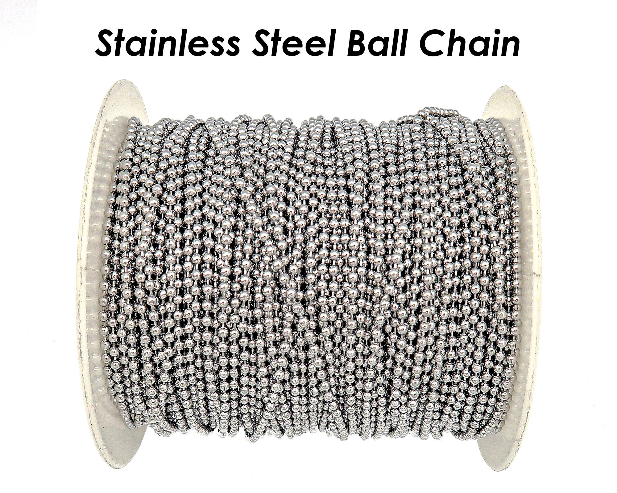 10m/Roll Dia 1.2/1.5mm 2mm 2.4mm Beaded Ball Stainless Steel Bulk Ball Bead