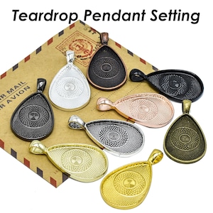 Teardrop Pendant Pendant Tray, 20x30mm Teardrop Bezel Pendant Setting,  Teardrop Cabochon Setting, Teardrop Pendant Blanks