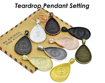 Teardrop Anhänger Anhänger Tablett, 20 x 30 mm Teardrop Bezel Anhänger Fassung, Cabochon Fassung