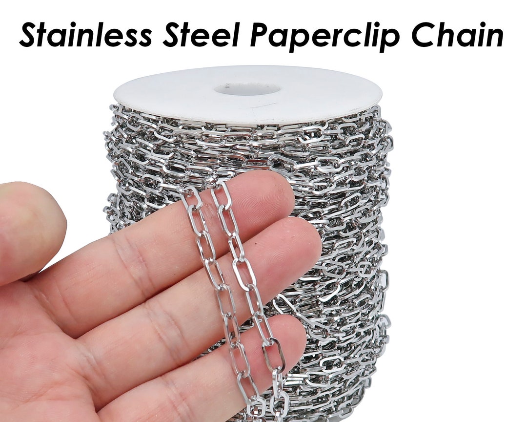 10 Feet - Stainless Steel Chain Bulk Paper Clip Chain Gold Silver ...