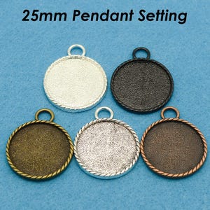 25mm Round Bezel Pendant Blanks, Cabochon Setting, Round Pendant Tray, 25mm Cameo Setting for Jewelry Making