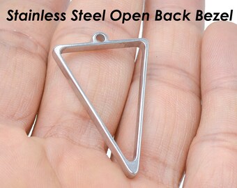 Stainless Steel Open Back Bezel Pendant Resin Frame Blank Setting for Polymer Clay Jewelry Making Supplies