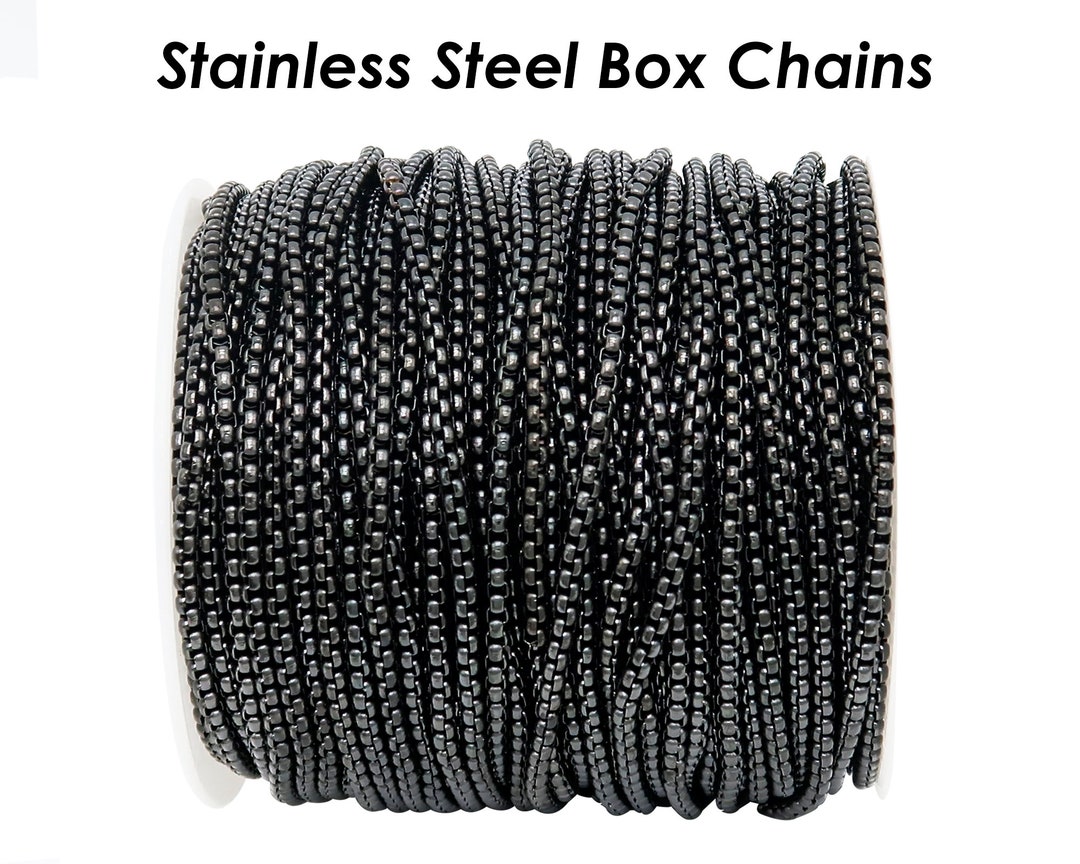 10 Feet - Round Box Chain Bulk for Men Women Necklace Bracelet ...