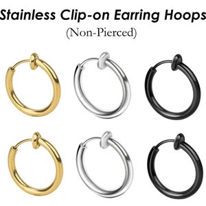 Roestvrijstalen oorbellen goud zilver, chirurgisch stalen clip oorbellen hypoallergeen, geen piercing oorbellen hoepel oorbellen voor dames heren