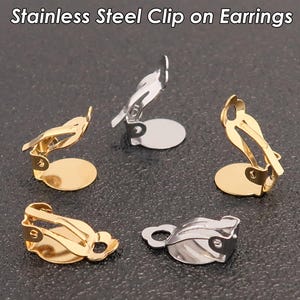 10 Pcs Stainless Steel Clip On Earrings Components Flat Pad Cabochon Setting Jewelry Making