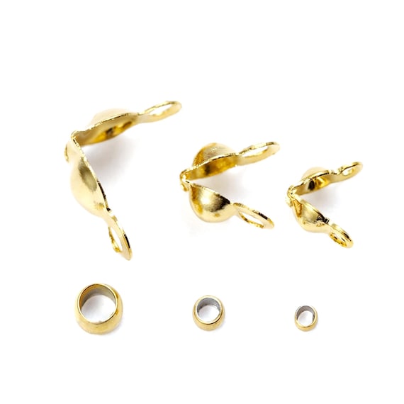 100 Stück Crimpkappen Quetschperlen Silber - Verschlüsse Für DIY Schmuck Armbänder