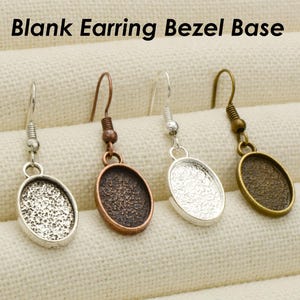 20 PCS x Oval Earring Bezel Setting 10x14mm 13x18mm - Silver Bronze Copper Earring Blanks, Earring Base Earring Tray for Jewelry Making