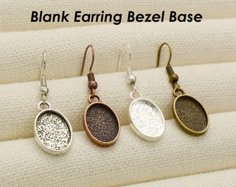 20pcs Oval Earring Tray Blanks 10x14mm 13x18mm, DIY Resin Cabochon Bezel Setting Base Supplies