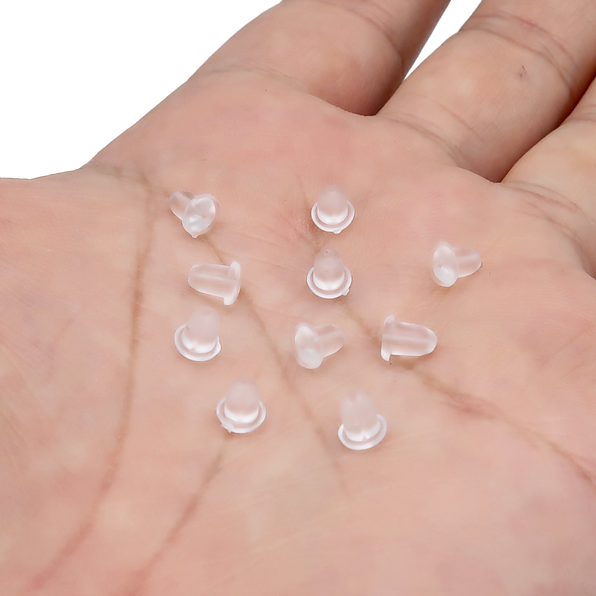 zoerbufan 200 Pezzi Chiusure per Orecchini Universale, Ferma Orecchini in Silicone Trasparenti per Orecchini Gioielli DIY(4 * 5mm