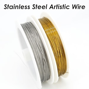 Stainless Steel Artistic Wire Gold Silver, Nylon Coated Stainless Steel Beading String Wire, Jewelry Making Supplies