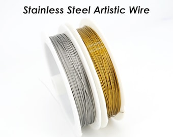 Stainless Steel Artistic Wire Gold Silver, Nylon Coated Stainless Steel Beading String Wire, Jewelry Making Supplies