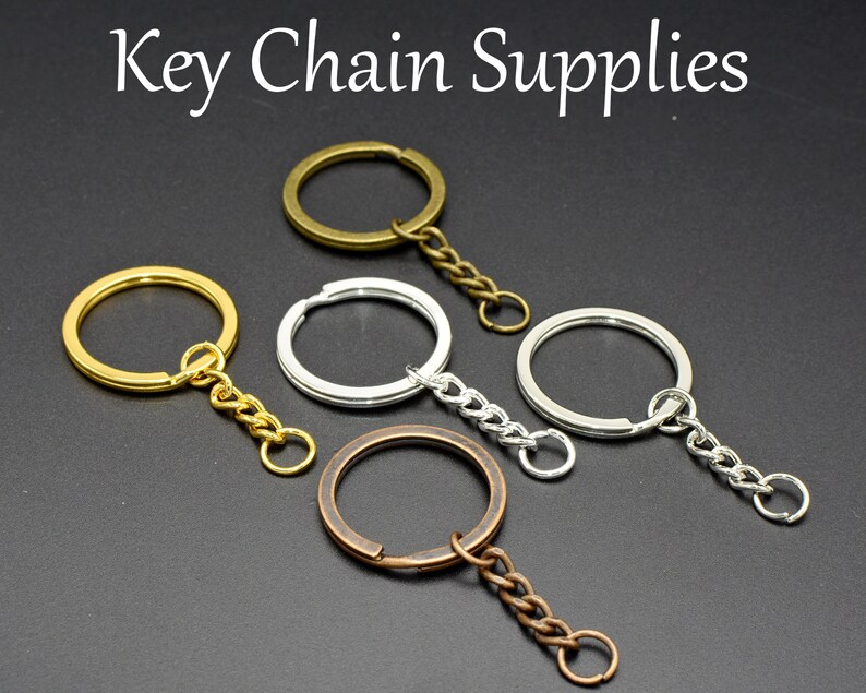 10 Pcs X Bulk Keychain Supplies Key Chain Keyring With Chain Etsy