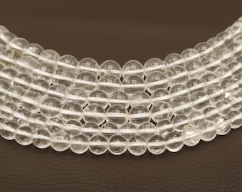 Prawdziwe, oryginalne, przezroczyste koraliki kryształowe 4 mm, 6 mm, 8 mm, 10 mm, okrągłe, naturalne, kryształowe, kwarcowe, do bransoletek i wyrobu biżuterii