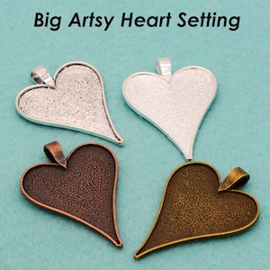 Grandi pendenti a forma di cuore Arsty, vassoio per pendenti a forma di cuore, montatura per pendenti a forma di cuore per la creazione di gioielli fai da te