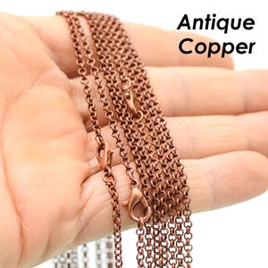 Antique Copper Chain Neckalced for Women, 18 24 30 inches Copper Necklace Bulk Wholesale, Closed Link Chain for Jewelry Making