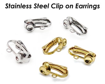 Stainless Steel Clip On Earring Converter with Comfort Pad, NO Pierced Lever Back Earclips, Surgical Earring Findings