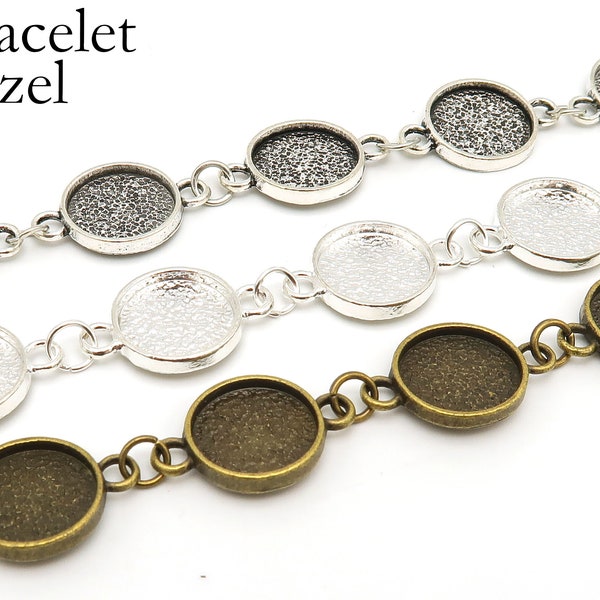 5 pcs - Bezel Bracelet Blanks for Jewelry Making, Blank Bracelet Setting, Round Bracelet Base for Cabochon or Resin, 12mm Bracelet Tray