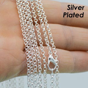 Silver Plated Rolo Chain Necklace for Women, 18 24 30 Inches Soldered Link Necklace Silver Chain Necklace for Women Jewelry Making