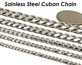 Chaîne cubaine en vrac de 1 mètre pour hommes femmes, chaîne à maillons cubains en acier inoxydable pour collier tour de cou Bracelet fabrication de bracelets de cheville
