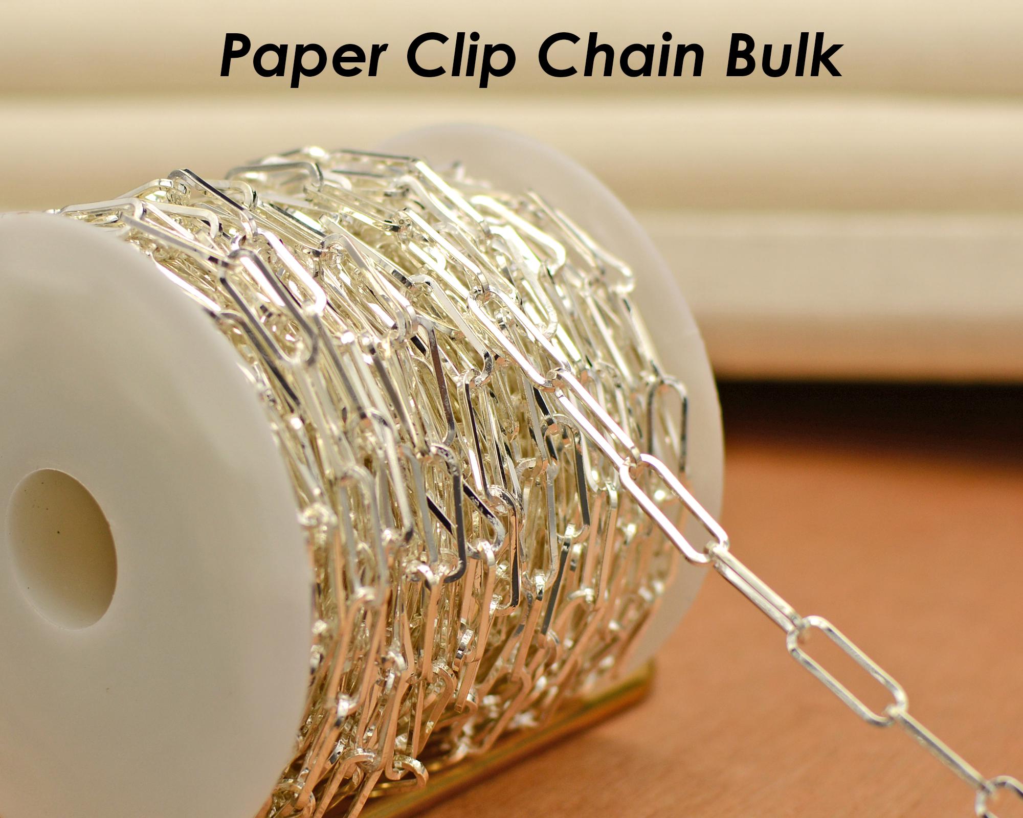 10 Feet - Paper Clip Chain Bulk by Foot, Rectangle Link Chain - Gold ...