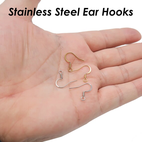 100 X Stainless Steel Earring Hooks Gold Silver Tone