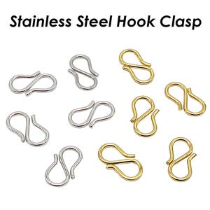 50 x S Hook Clasps Gold Silver, Stainless Steel S Hook Clasp for Necklace Bracelet Connector, Jewelry Findings Jewelry Supplies