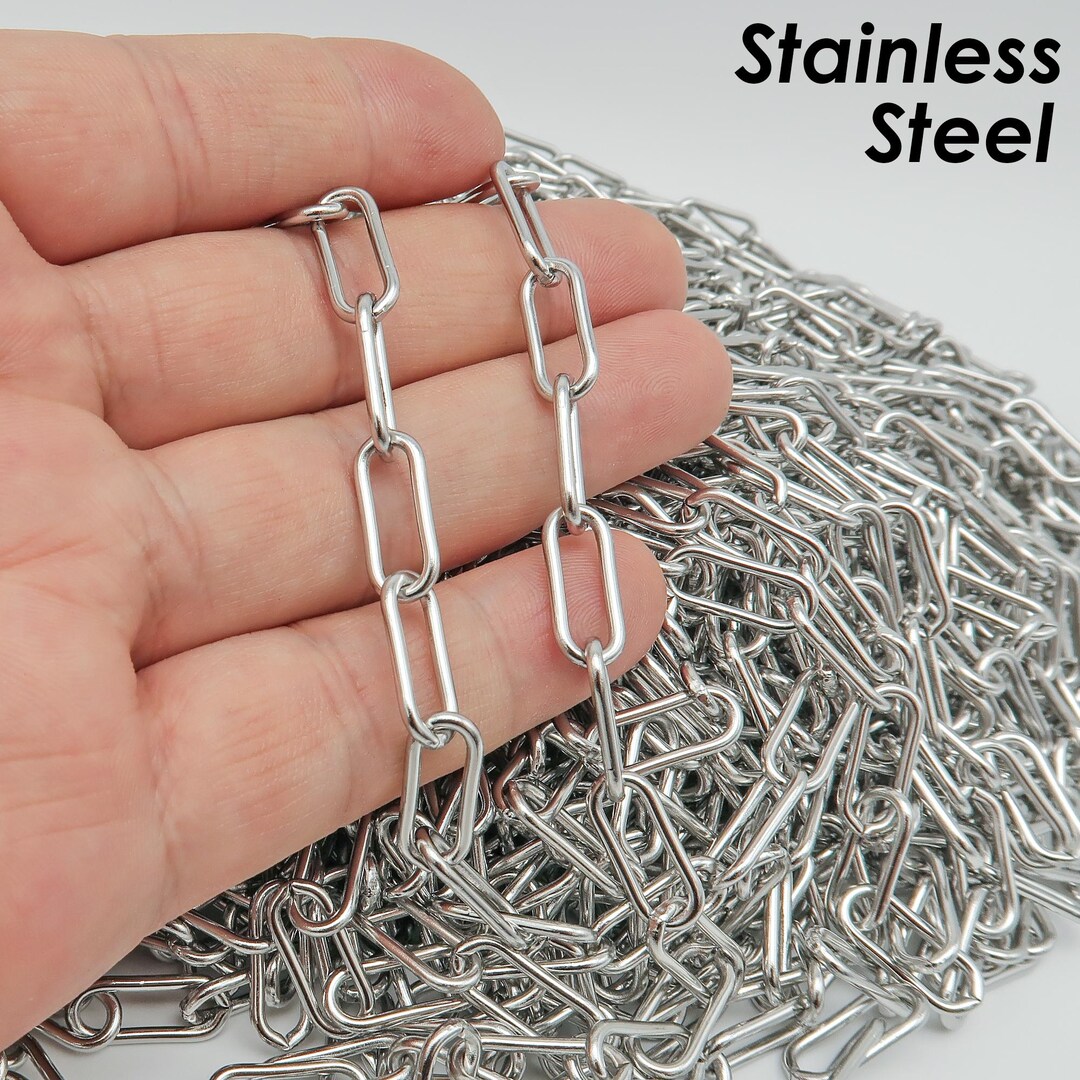 Stainless Steel Paperclip Clip Chain Gold Silver, Paper Clip Chain ...