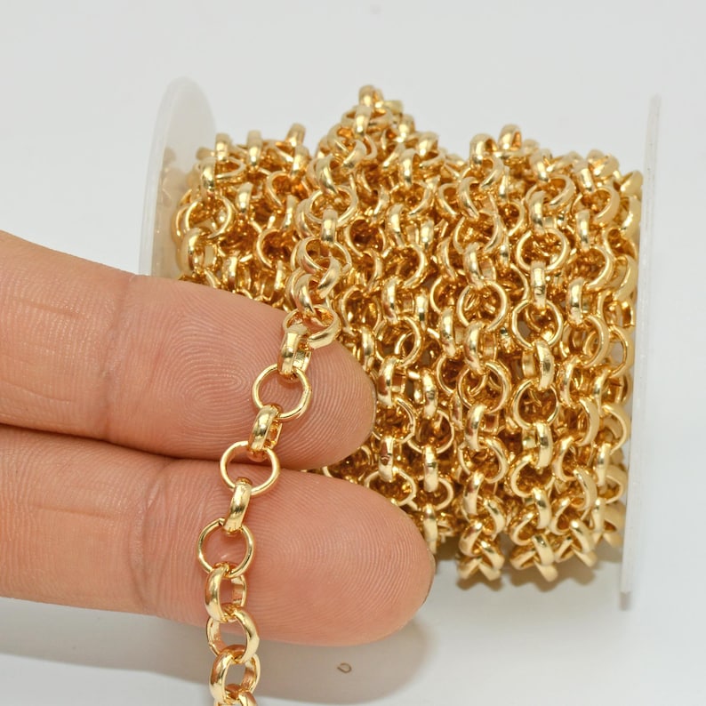 10 Feet X 6mm Rolo Chain Gold Silver Bronze Copper Rolo Link Chain for