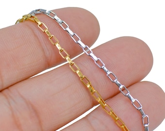 Stainless Steel Chain Bulk Chain by Foot Inch, Rectangle Box Chain Gold Silver, Tarnish Free Rectangle Link Chain for Jewelry Making
