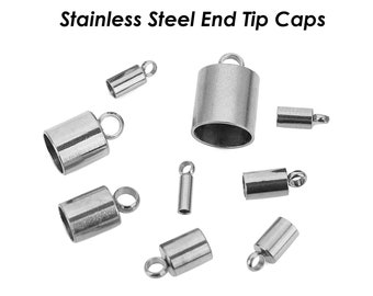 Stainless Steel Cord End Caps, Tarnish Free Silver Gold End Caps for Leather Tassel, Leather End Tip Caps for Jewelry Making