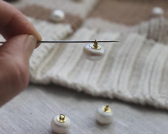 Large White Freshwater Pearl Shank Button 12-13 mm, One Button for Sewing, Knitting, Crochet