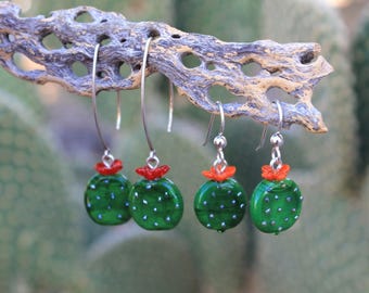 Orecchini a bottone con cactus in oro rosa: argento sterling 24k